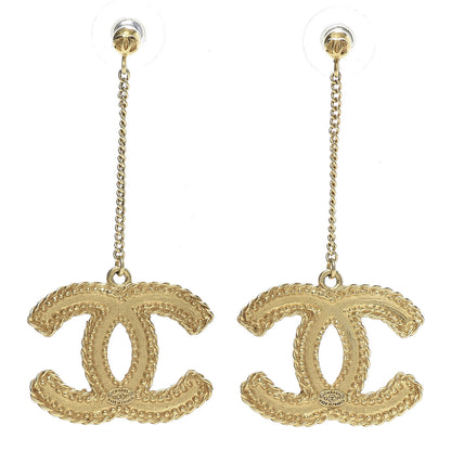 Chanel CC Drop Earrings Matte Gold 3 of 5