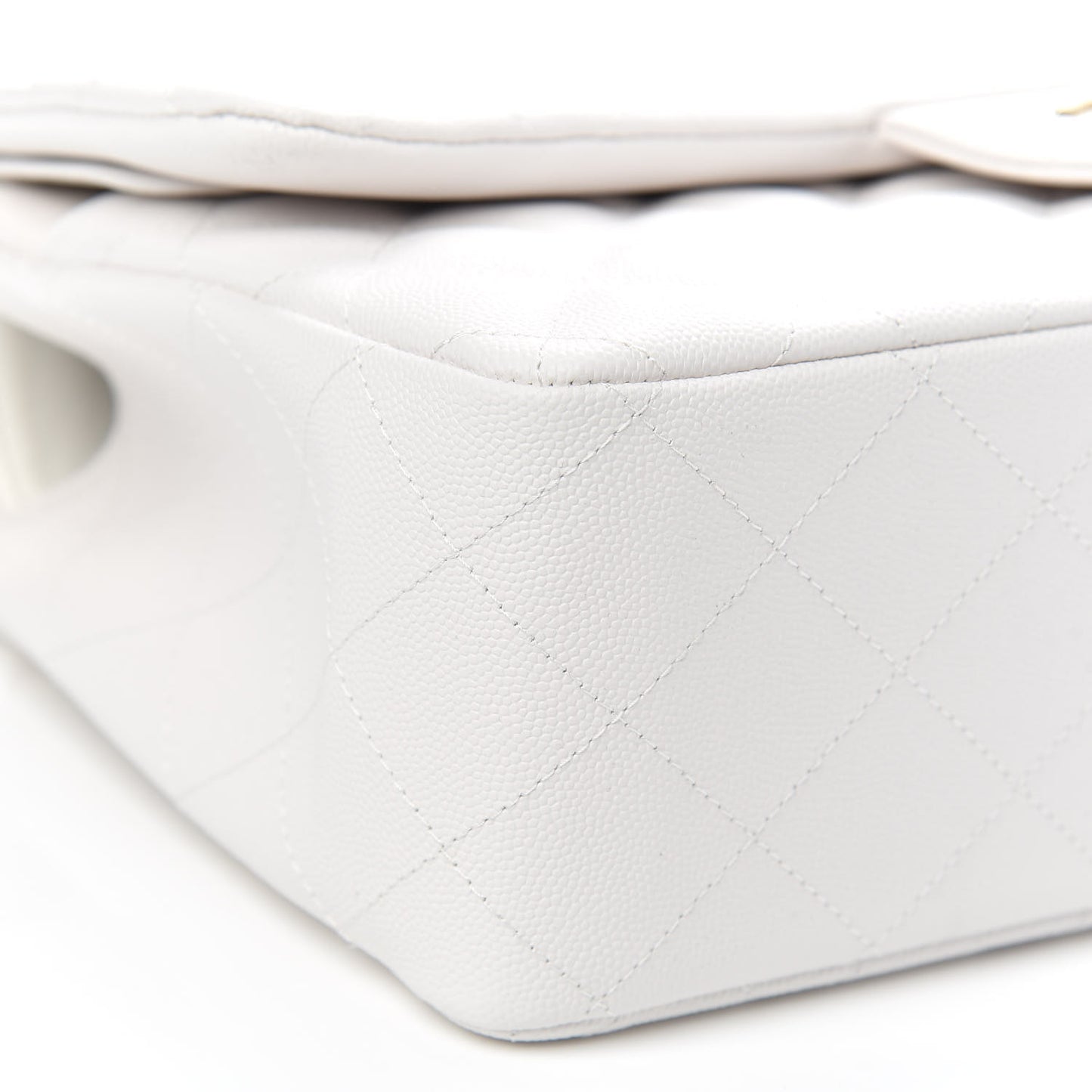 Caviar Quilted Jumbo Double Flap White