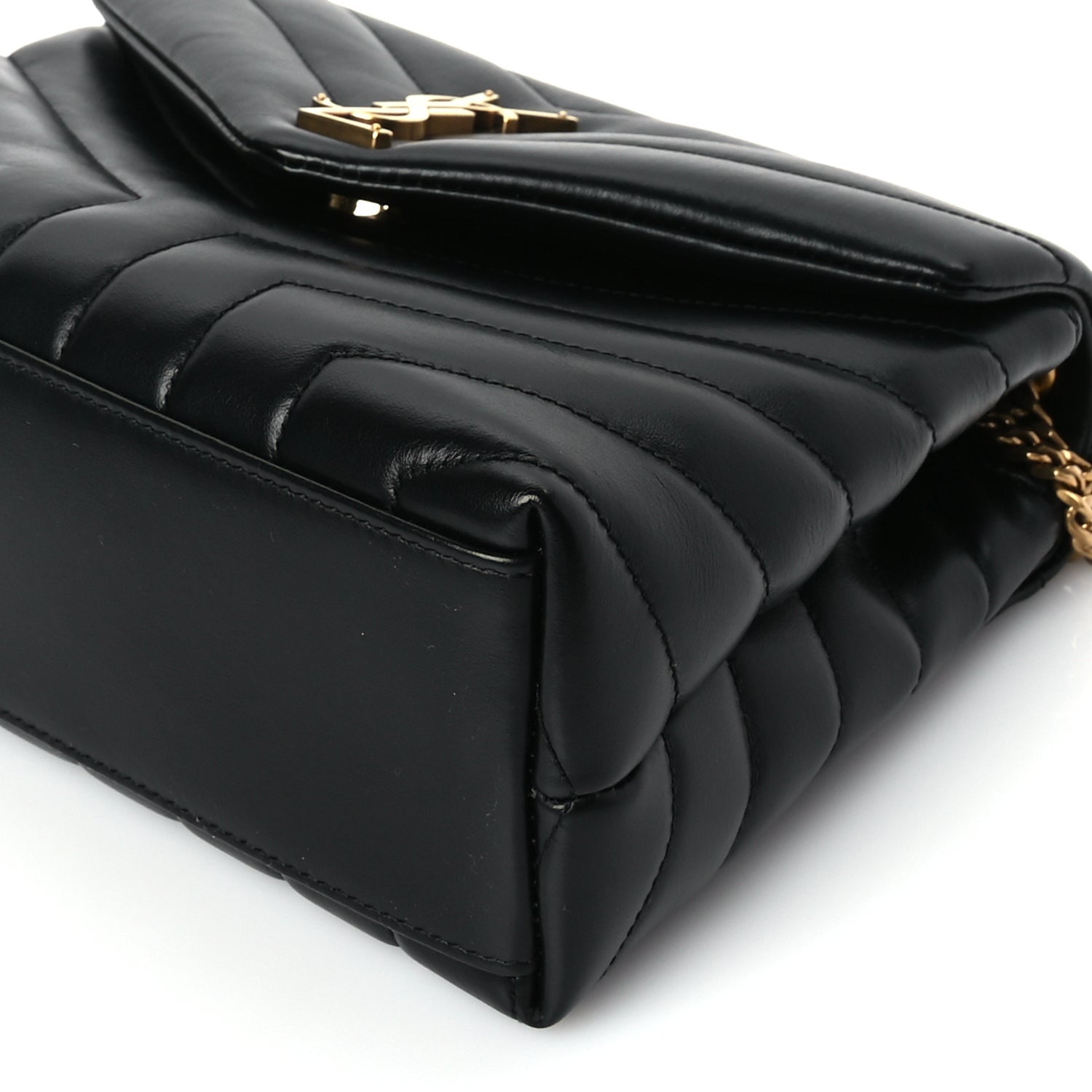 Saint Laurent Calfskin Y Quilted Monogram Small Loulou Chain Satchel Black 8 of 8
