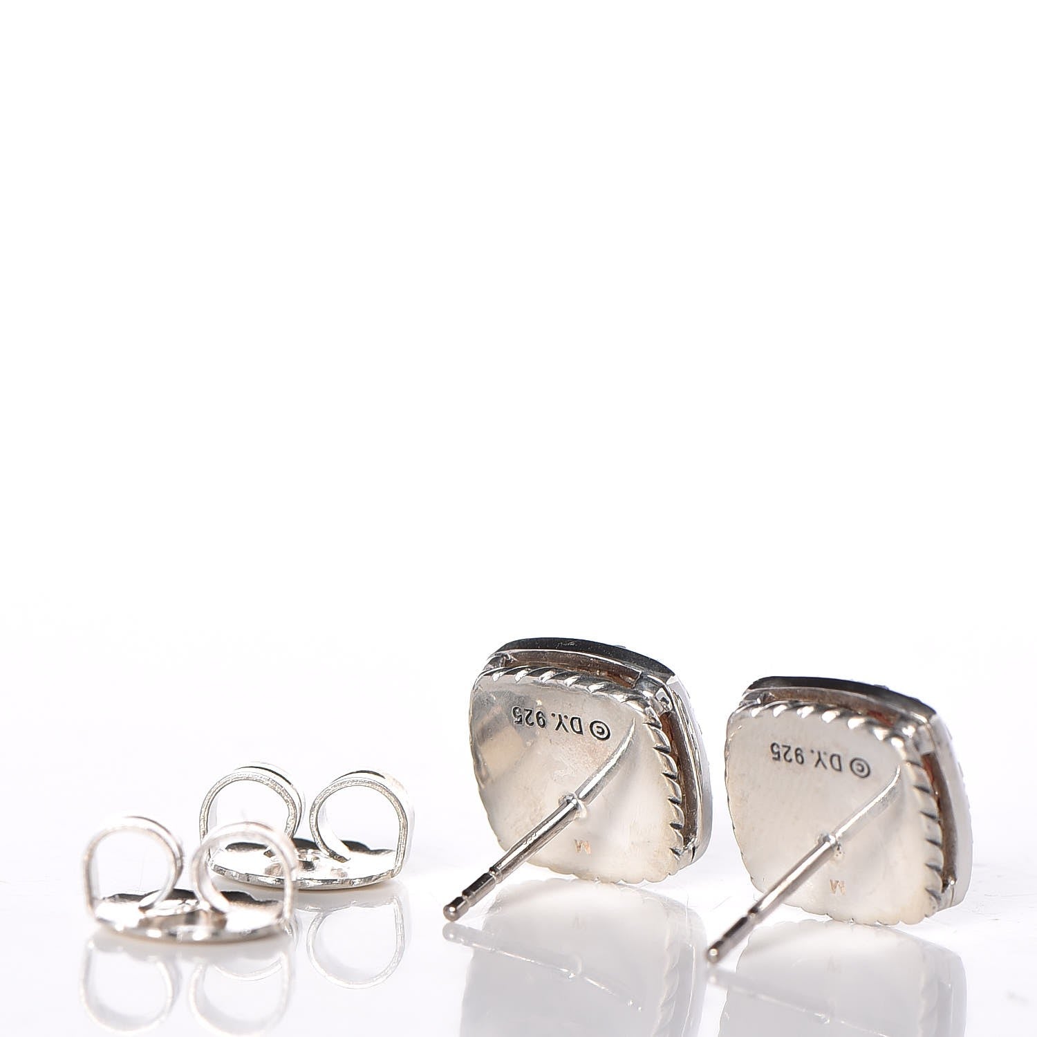 David Yurman Sterling Silver Diamond 7mm Pyrope Garnet Albion Earrings 3 of 4