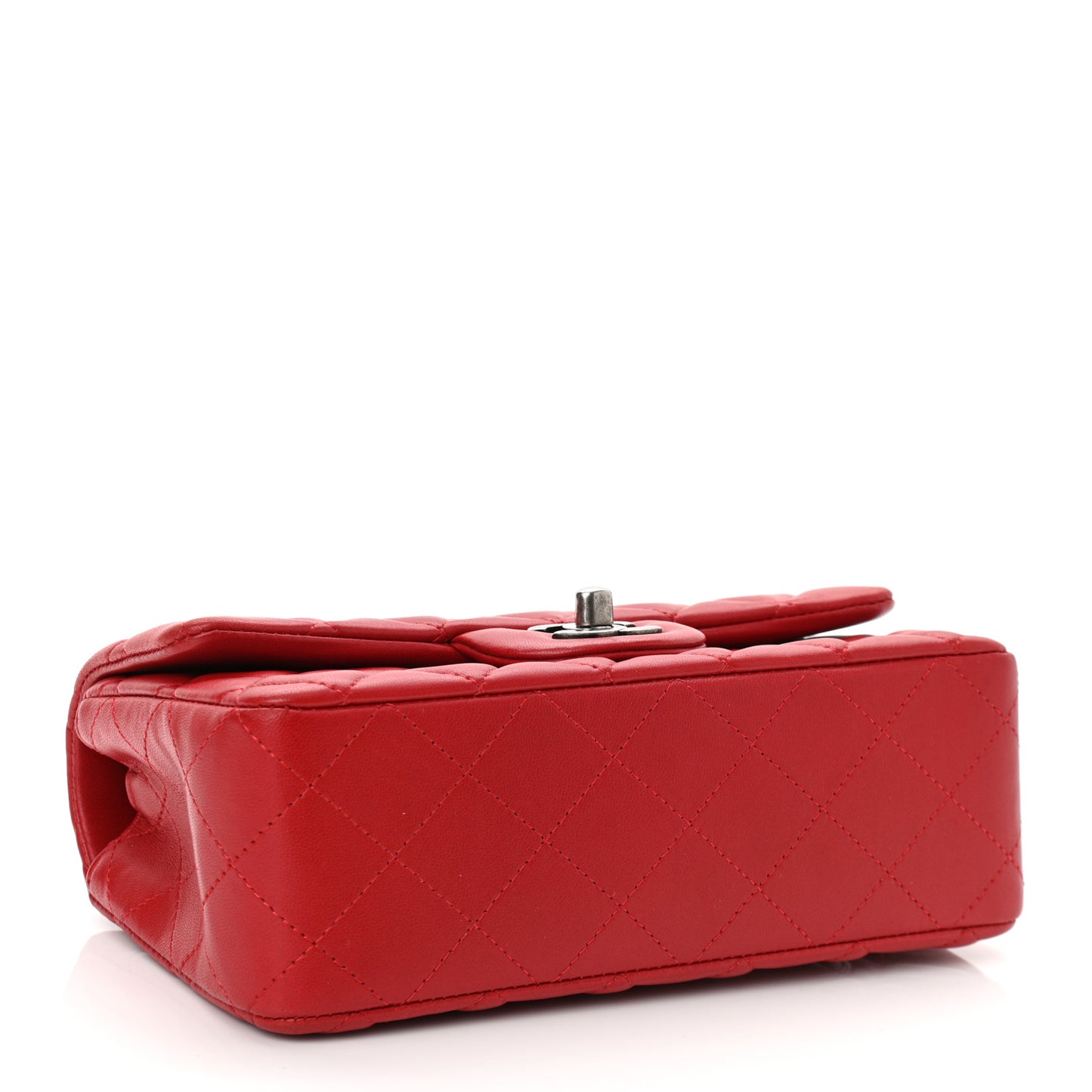 Lambskin Quilted Mini Rectangular Flap Red