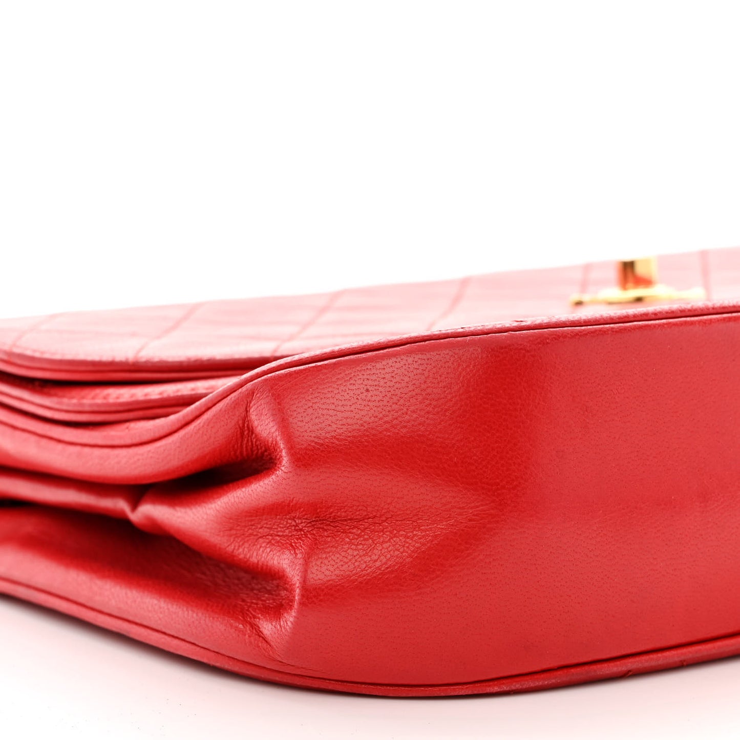 Lambskin Quilted Medium Single Flap Red