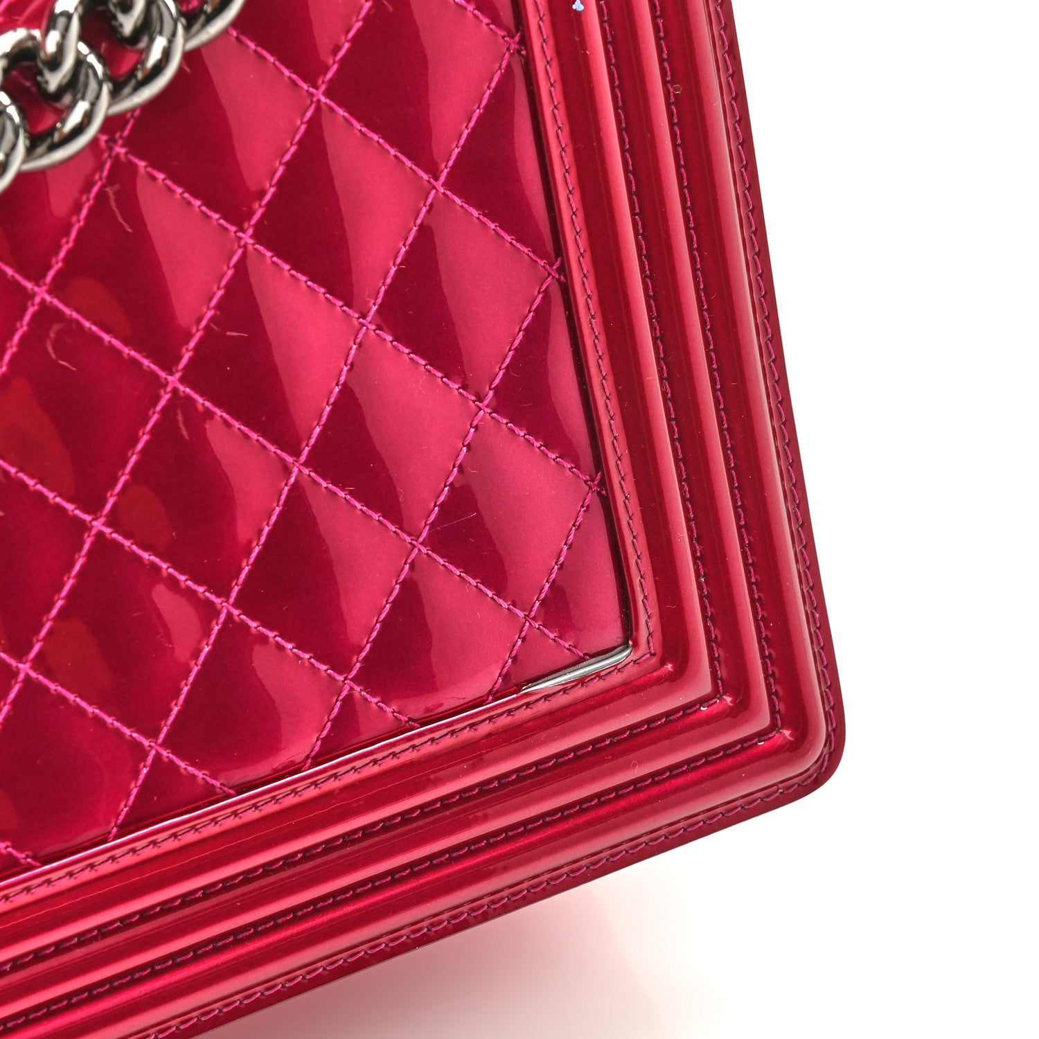 Chanel Metallic Patent Quilted New Medium Boy Flap Fuchsia 13 of 13
