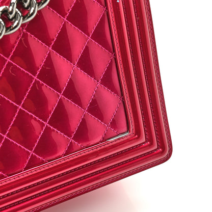 Chanel Metallic Patent Quilted New Medium Boy Flap Fuchsia 13 of 13