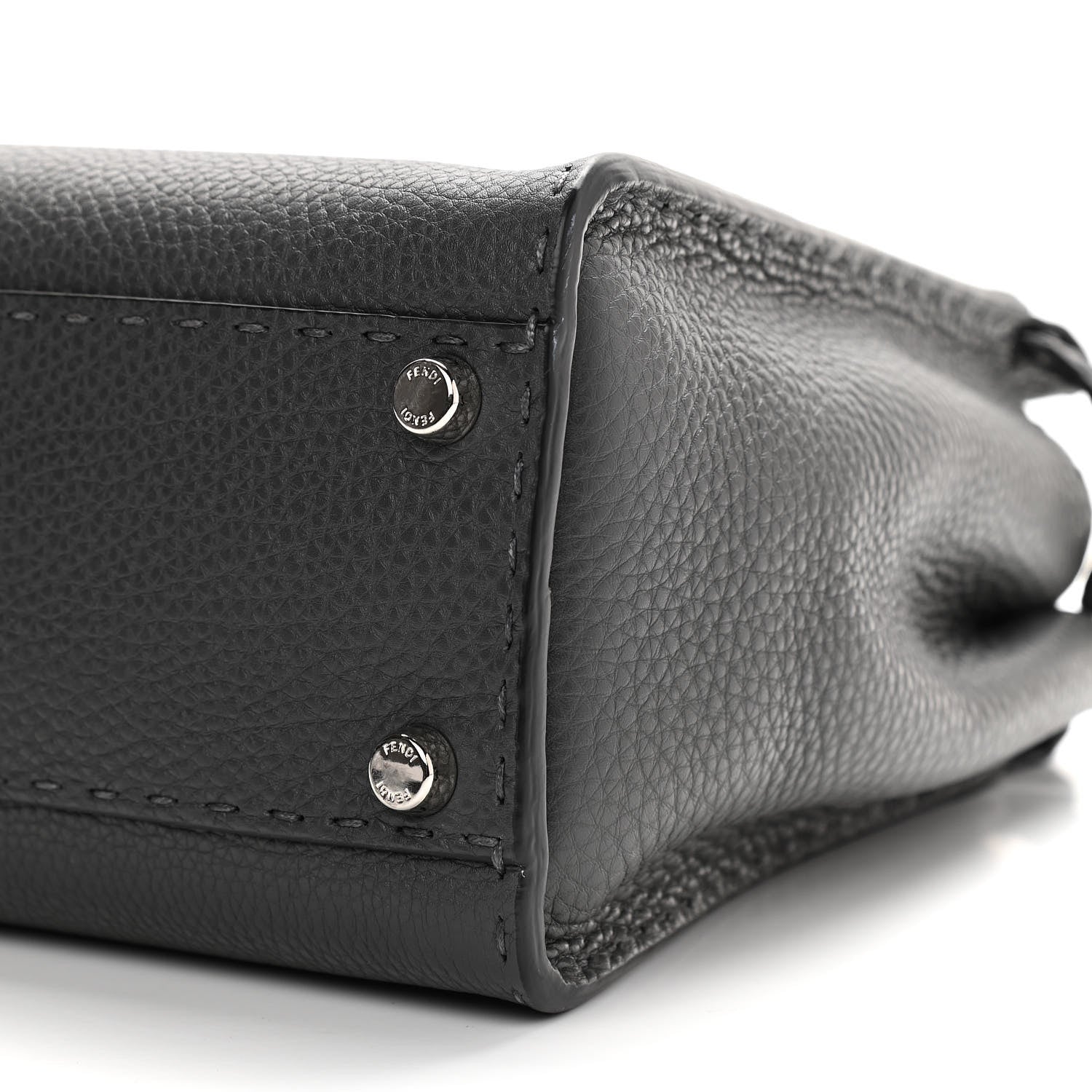 Fendi Cuoio Romano Selleria Bi-Color Medium Peekaboo Iconic Satchel Asfalto Latte 6 of 11