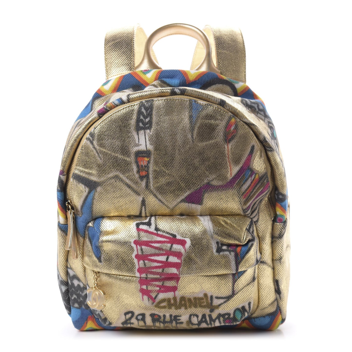 Graffiti Printed Canvas Street Spirit Backpack Multicolor