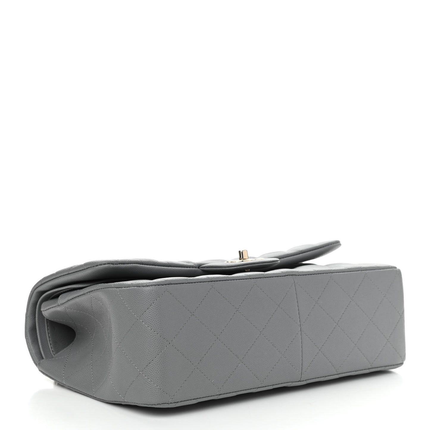 Caviar Quilted Jumbo Double Flap Grey