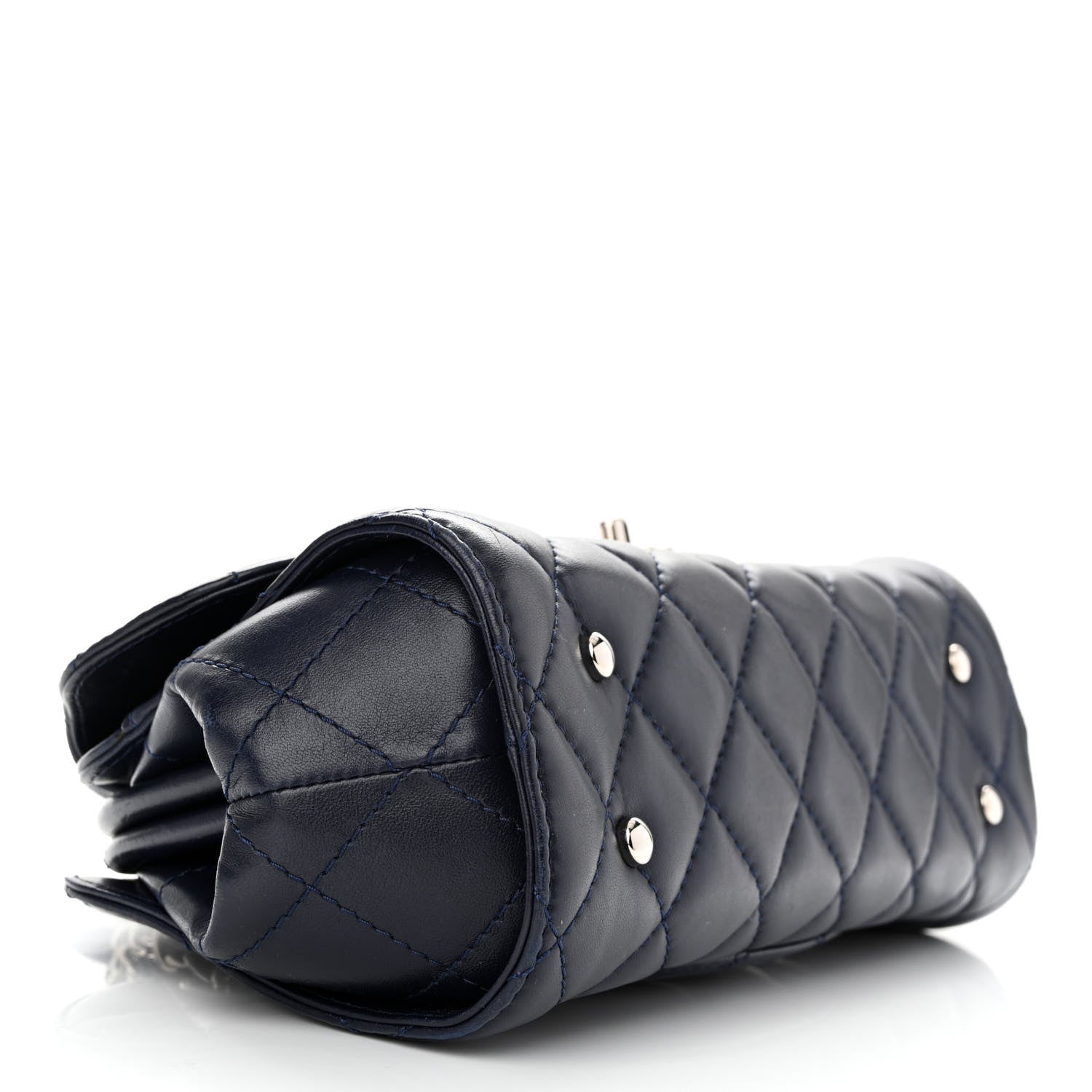 Chanel Calfskin Quilted Kisslock Frame Chain Bag Navy 4 of 12