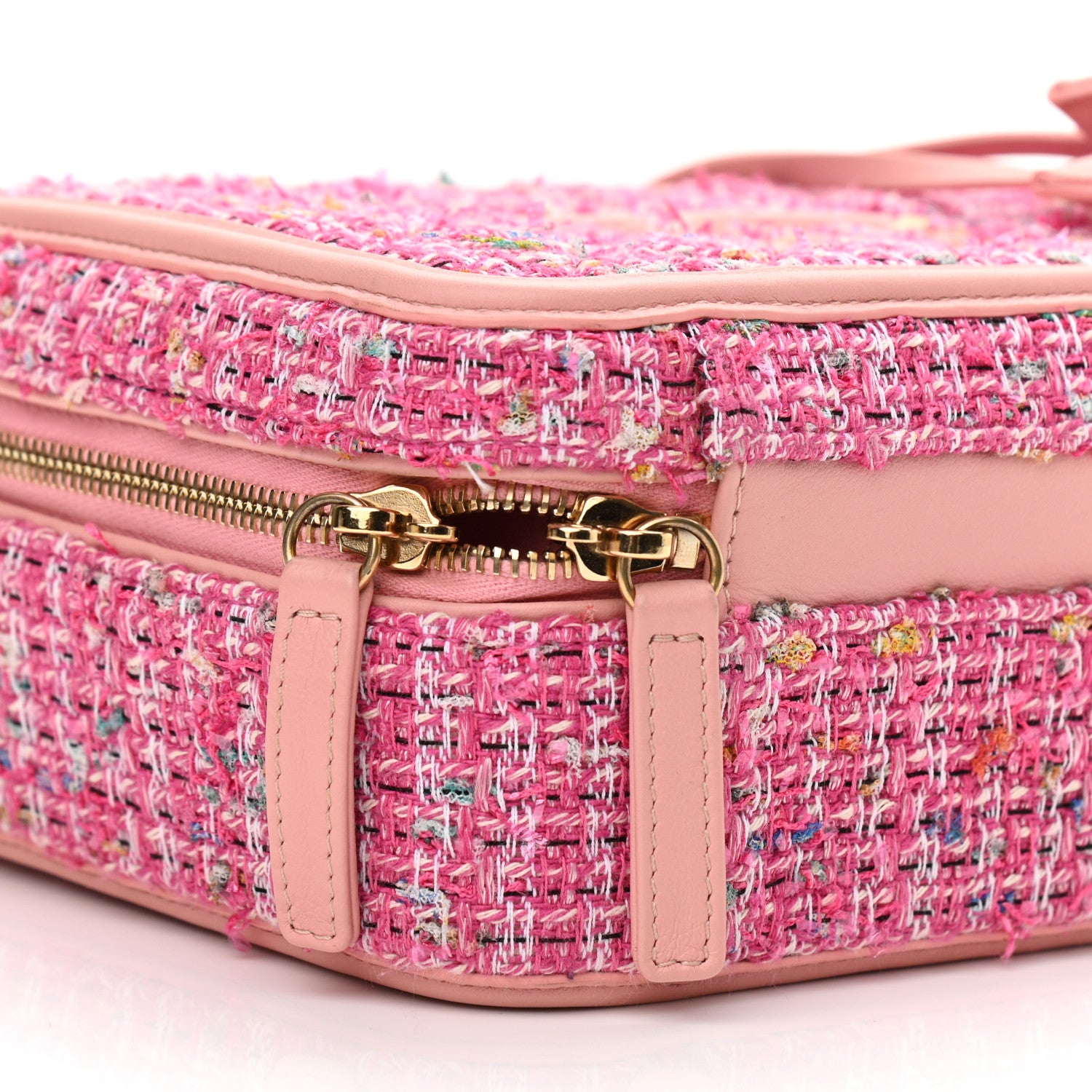 Chanel Tweed Quilted Medium CC Filigree Vanity Case Pink 9 of 11