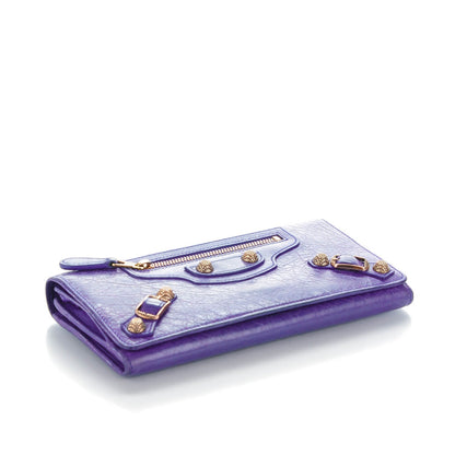 Balenciaga Agneau Giant 12 Rose Gold Hardware Money Wallet Bleu Lavande 4 of 7