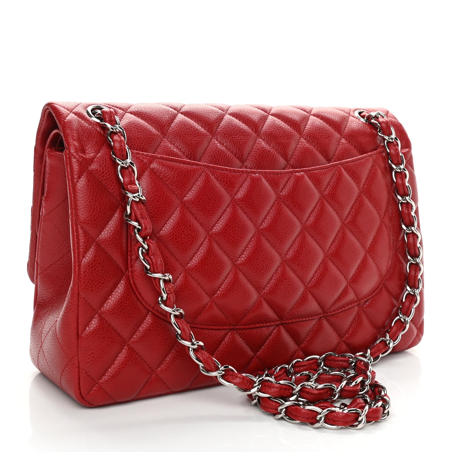 Caviar Quilted Jumbo Double Flap Red
