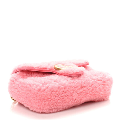 Gucci Shearling Matelasse Super Mini GG Marmont Shoulder Bag Lotus Pink 4 of 7