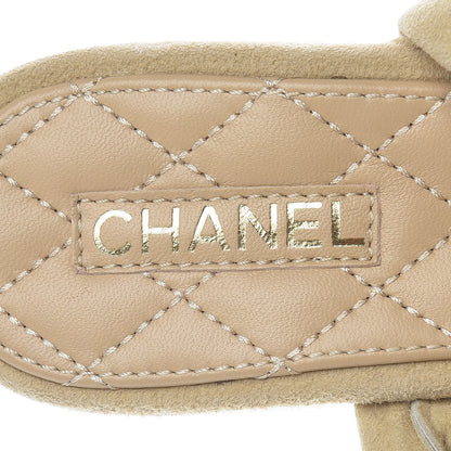 Chanel Kid Suede Chain Braided Sandals 37 Beige 9 of 10