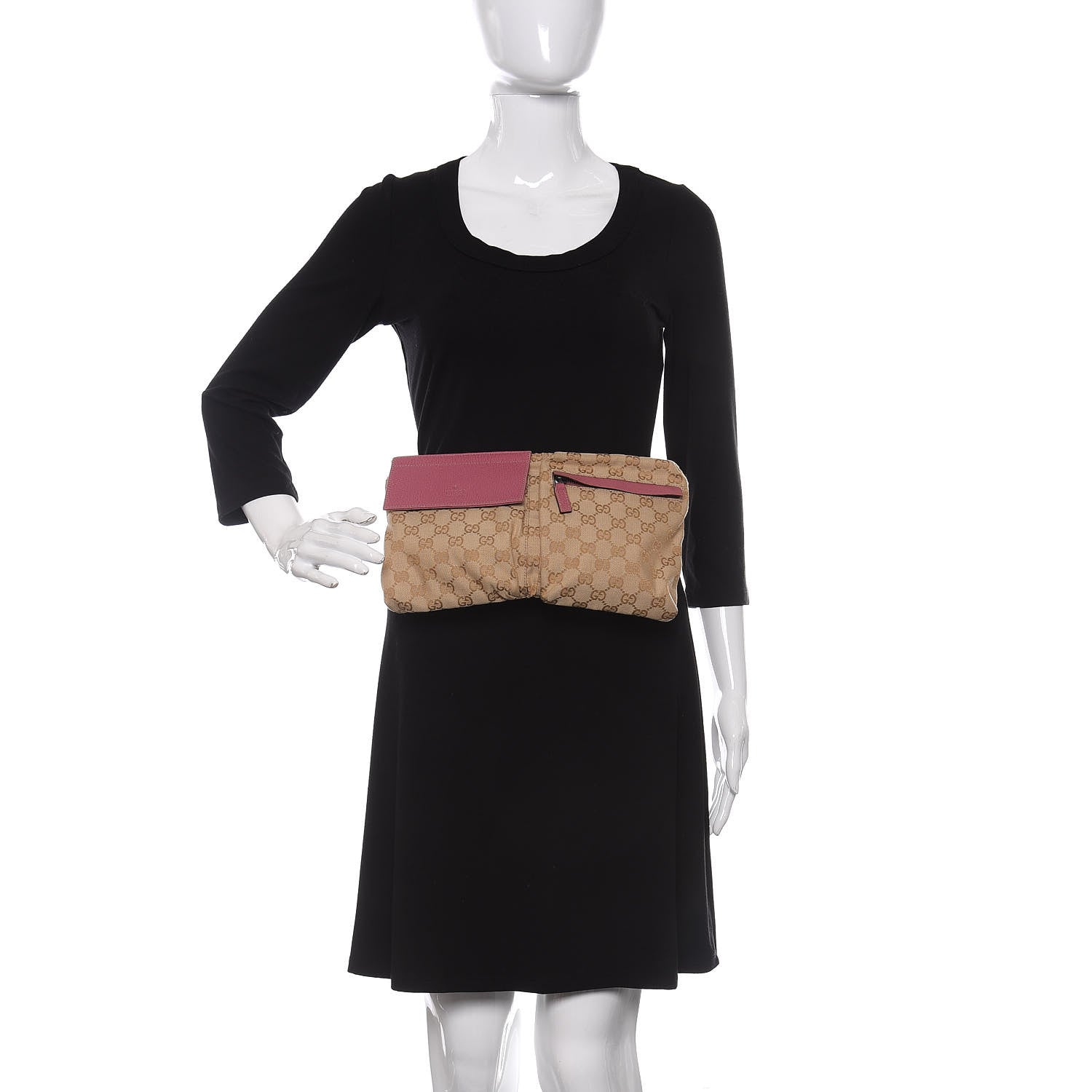 Gucci GG Monogram Web Double Pocket Belt Bag Pink 2 of 11