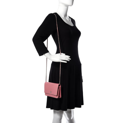 Chanel Lambskin Camellia Embossed Wallet On Chain WOC Pink 2 of 9