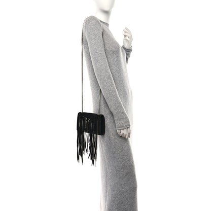 Saint Laurent Suede Fringe Chain Small Monogram Satchel Black 2 of 10