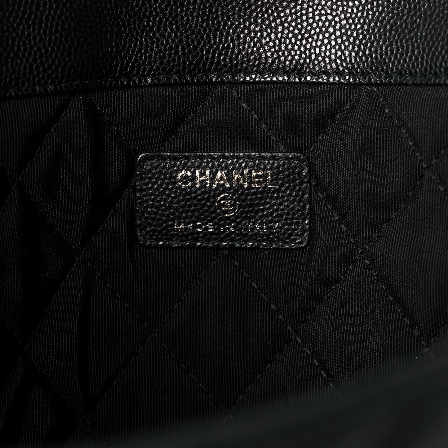 Caviar Quilted Large Golden Class Pouch Black
