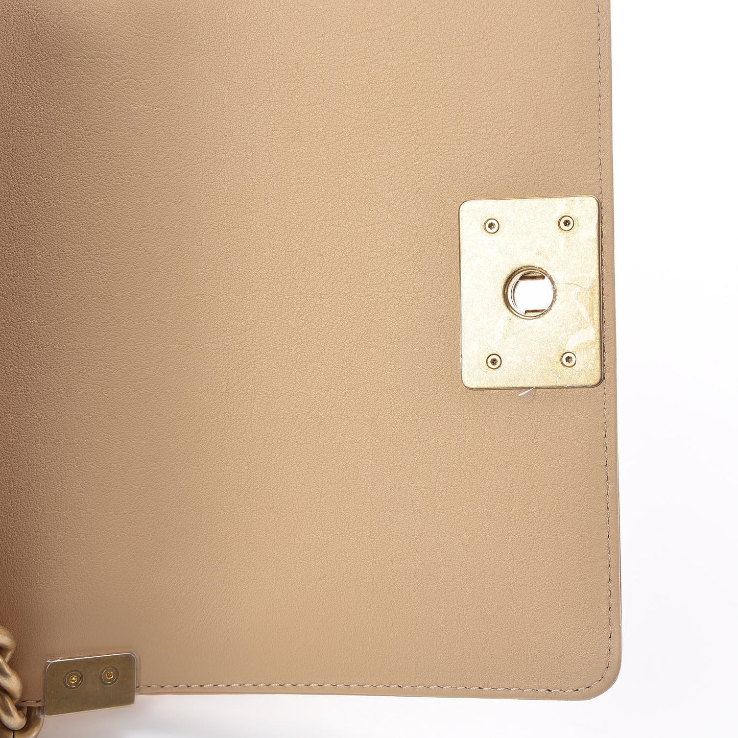 Calfskin Quilted Small Boy Handle Flap Beige