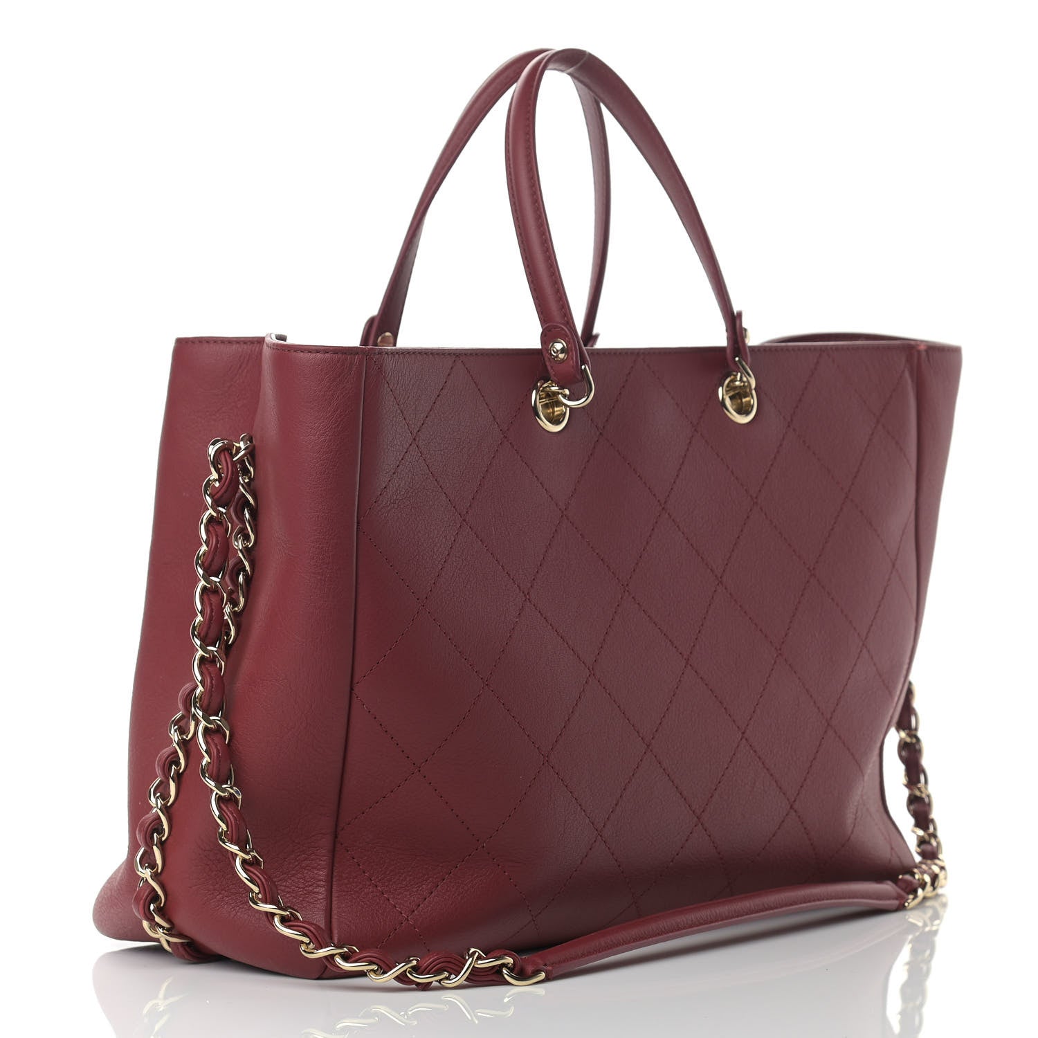 Chanel Bullskin Stitched Medium Shopping Bag Burgundy 3 of 15