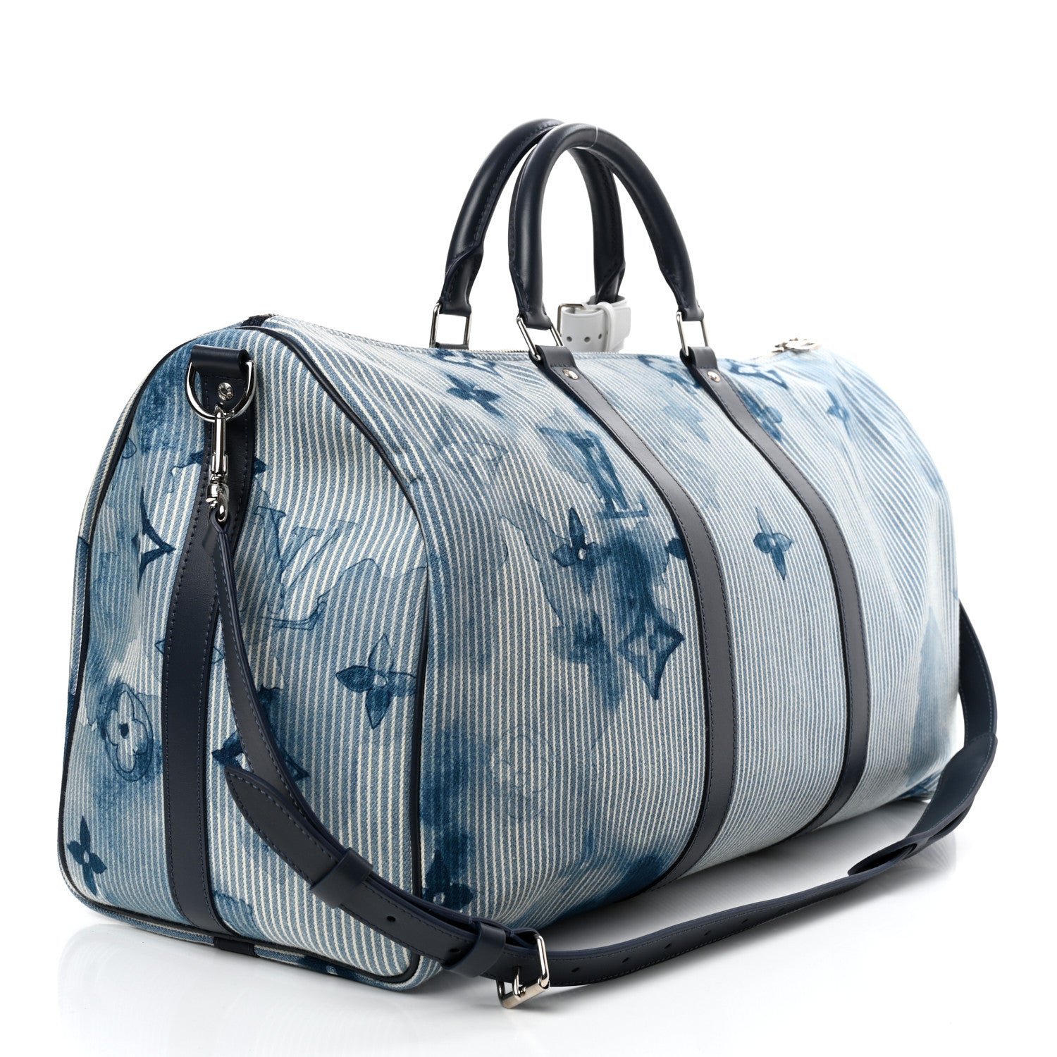 Louis Vuitton Monogram Watercolor Keepall Bandouliere 50 Hickory Stripes Denim 3 of 10