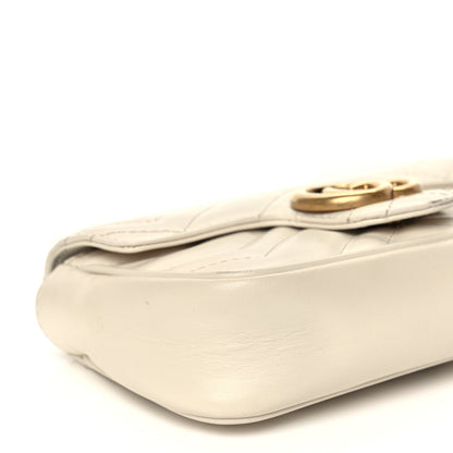 Gucci Calfskin Matelasse Super Mini GG Marmont Shoulder Bag White 8 of 11