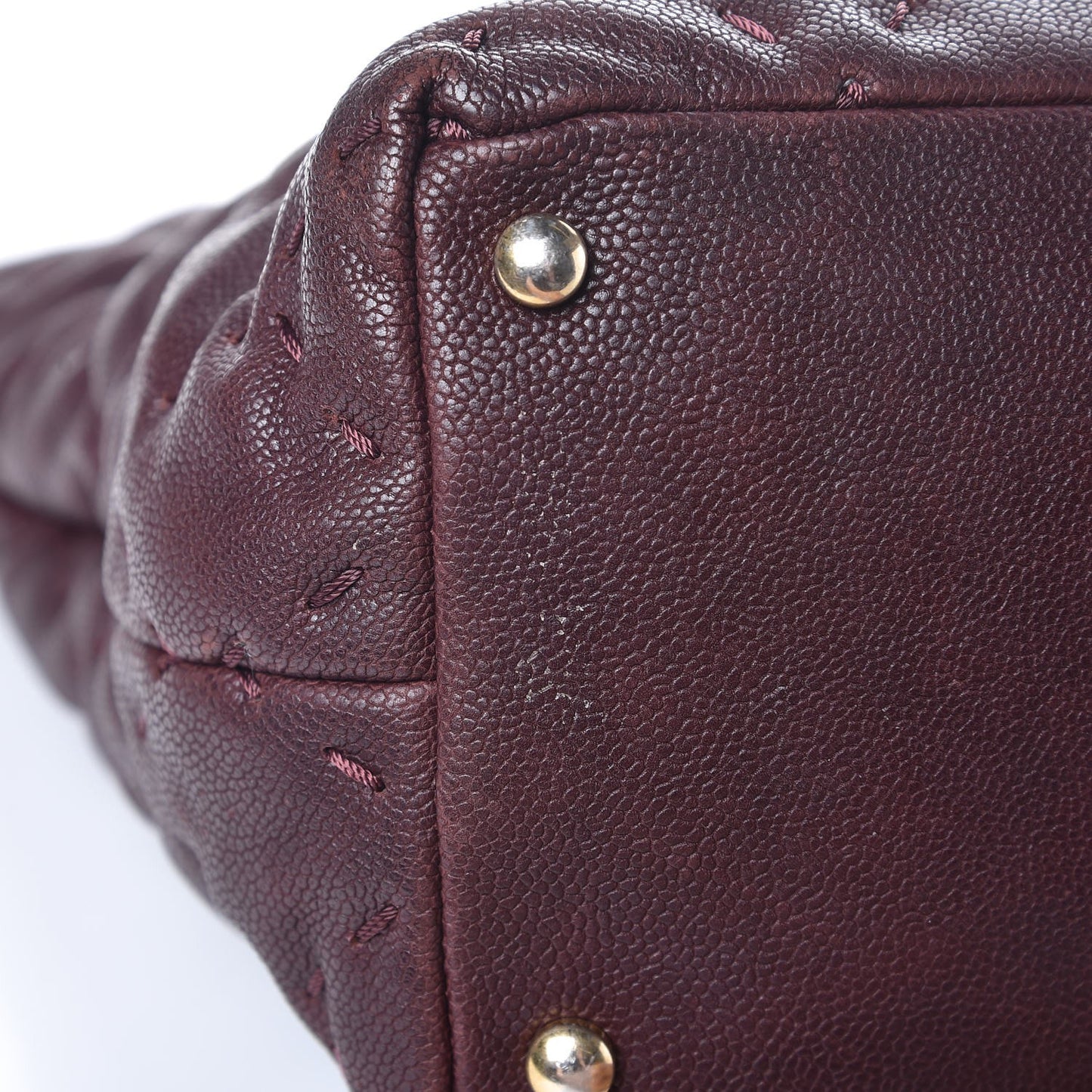 Caviar Stitched Tote Burgundy