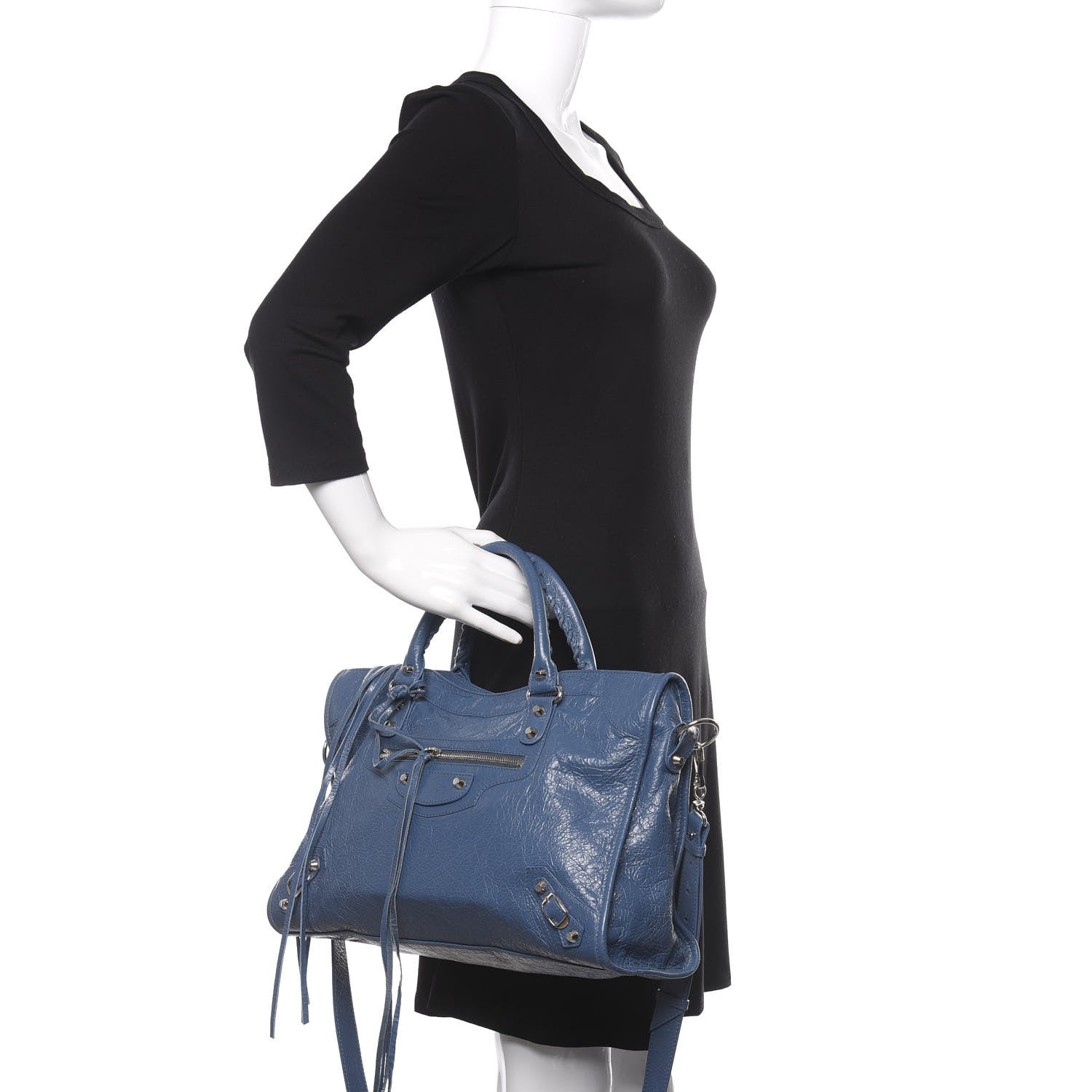 Balenciaga Agneau Classic Silver Hardware City Bleu Persan 3 of 9