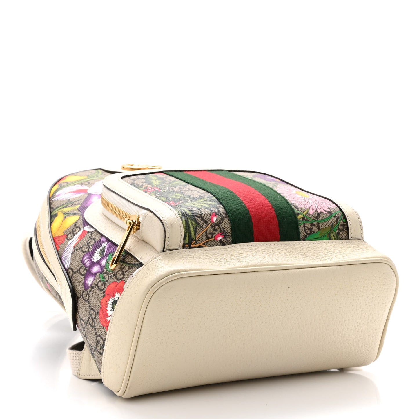 GG Supreme Monogram Flora Web Small Ophidia Day Backpack White