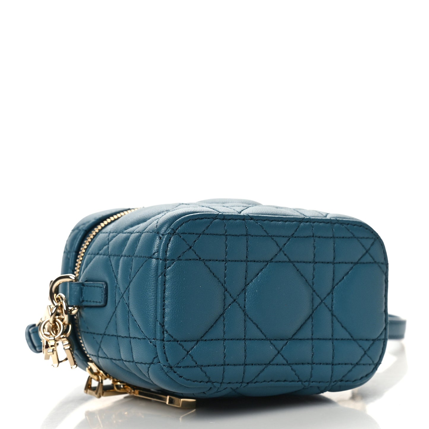 Lambskin Cannage Micro Lady Dior Vanity Case Deep Ocean