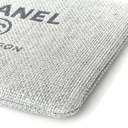 Chanel Woven Straw Raffia Medium Deauville Cosmetic Pouch  Grey 9 of 9