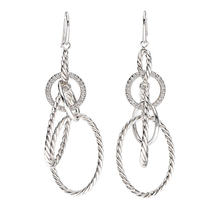 David Yurman Sterling Silver Diamond Mobile Drop Earrings 1 of 4