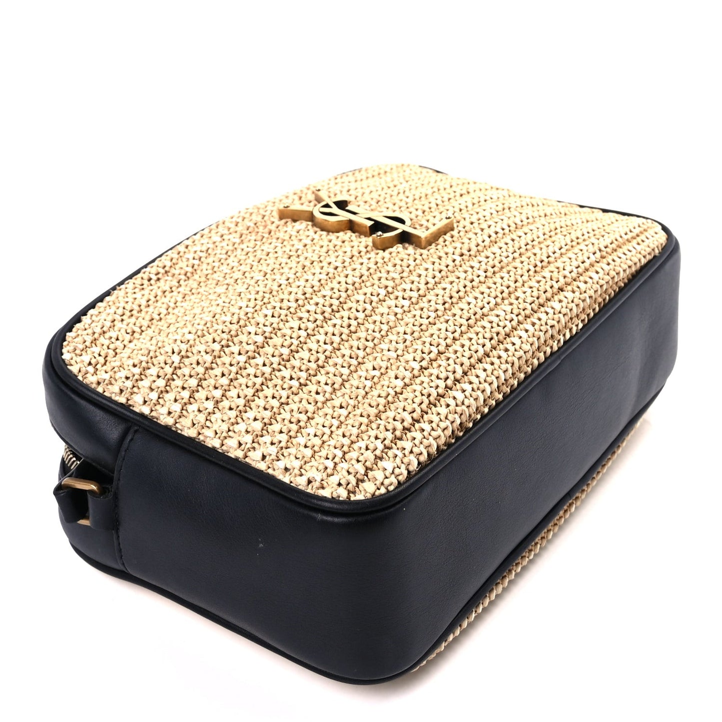 Raffia Canvas Monogram Lou Camera Bag Beige Black