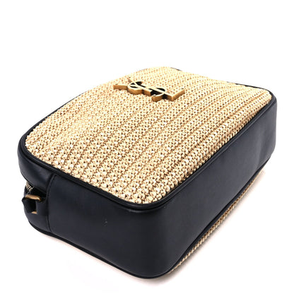 Saint Laurent Raffia Canvas Monogram Lou Camera Bag Beige Black 7 of 7