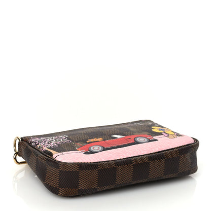 Louis Vuitton Damier Ebene 2019 Christmas Animation Mini Pochette Accessories Red 3 of 8