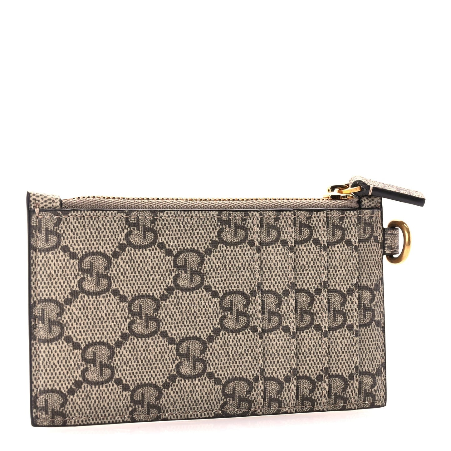 X BALENCIAGA GG Supreme Monogram Logo Card Case With Strap Beige Ebony