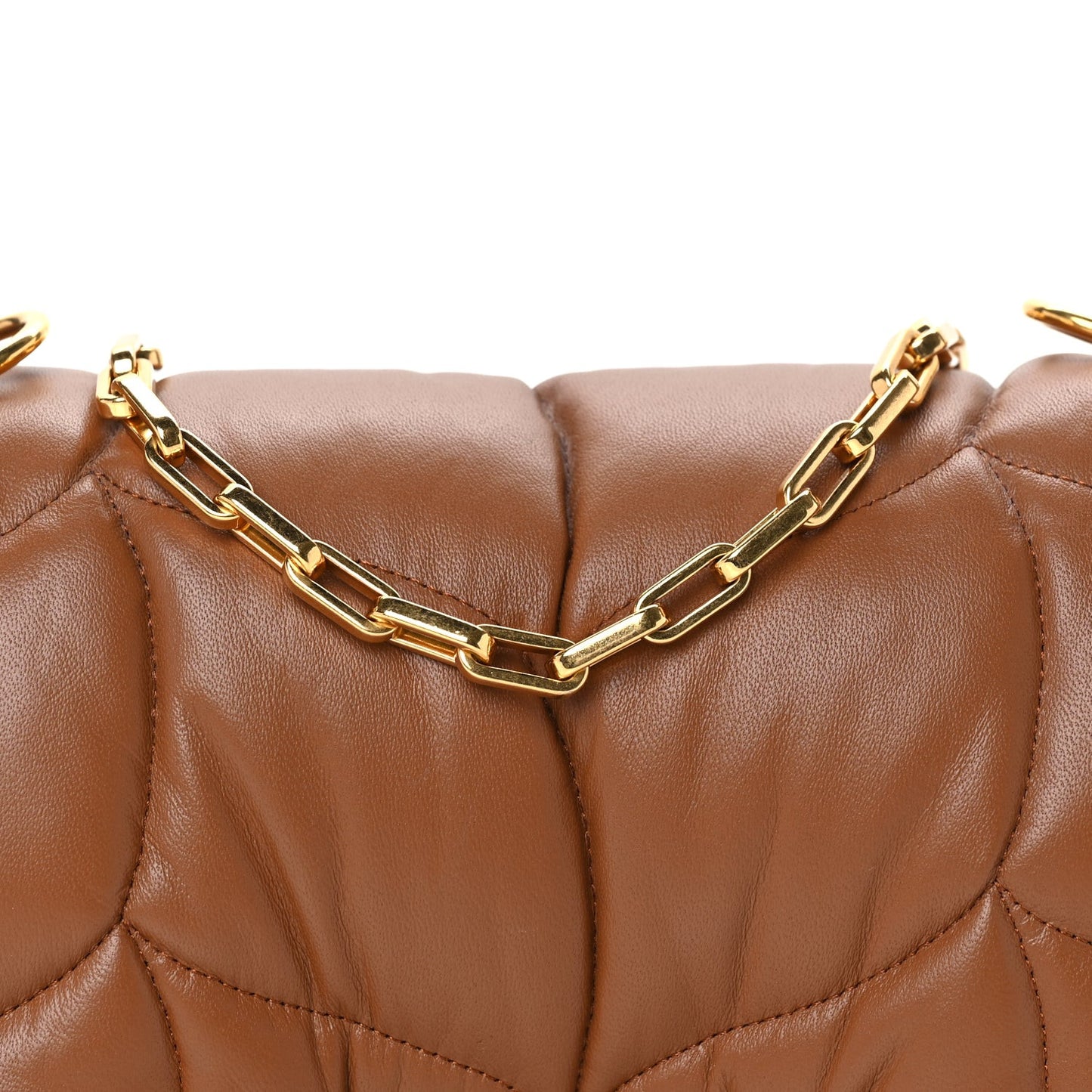 Nappa Pillow Quilted Little Softie Bag Tobacco Brown