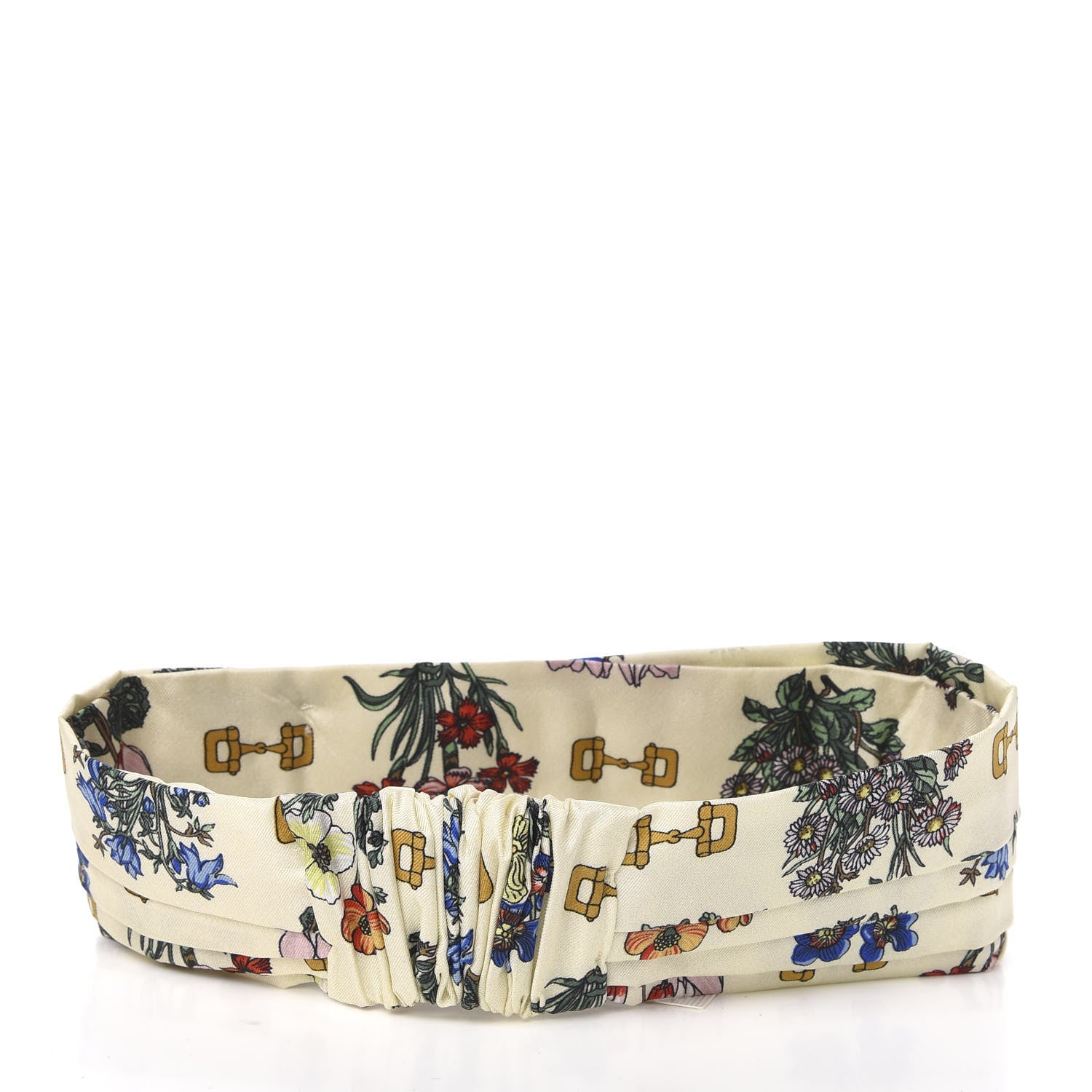 Gucci Silk Floral Stirrup Print Headband M Natural 3 of 5