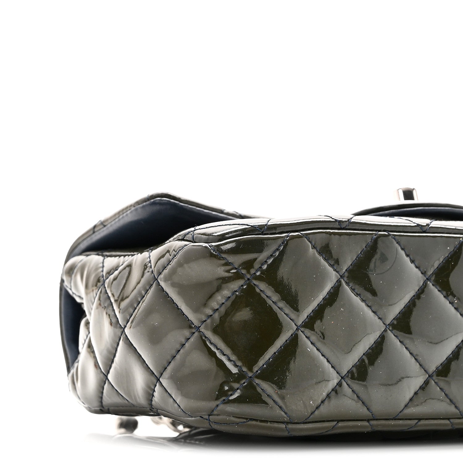 Chanel Patent Calfskin Quilted Mini Rectangular Flap Navy Blue 9 of 10