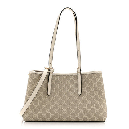 Gucci Supreme Monogram Emblem Medium Tote Bag Mystic White Oatmeal 1 of 9