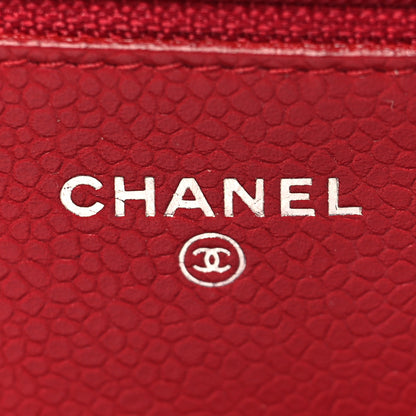Chanel Caviar Quilted Wallet On Chain WOC Red 6 of 10