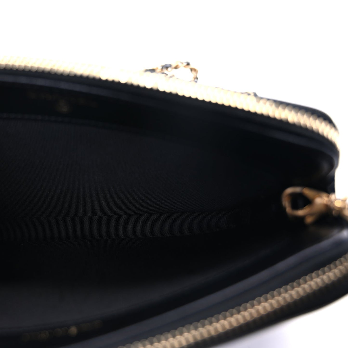 Caviar Quilted CC Filigree Clutch With Chain  Navy Black