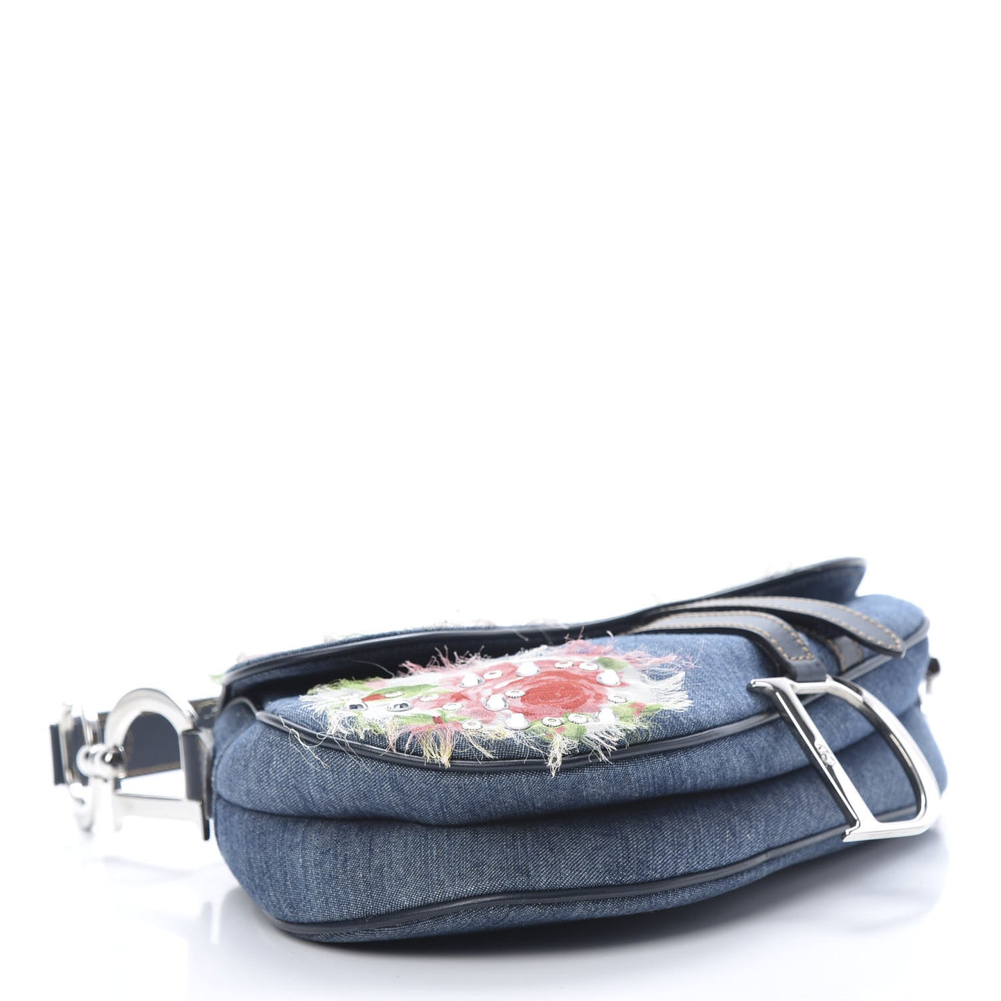 Denim Embroidered Saddle Bag Blue Multi