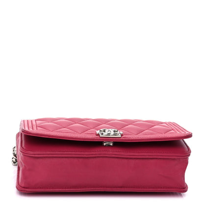 Chanel Lambskin Quilted Boy Wallet On Chain WOC  Pink 3 of 8