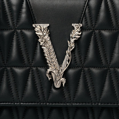 Versace Nappa Quilted Virtus Top Handle Shoulder Bag Grey 9 of 12