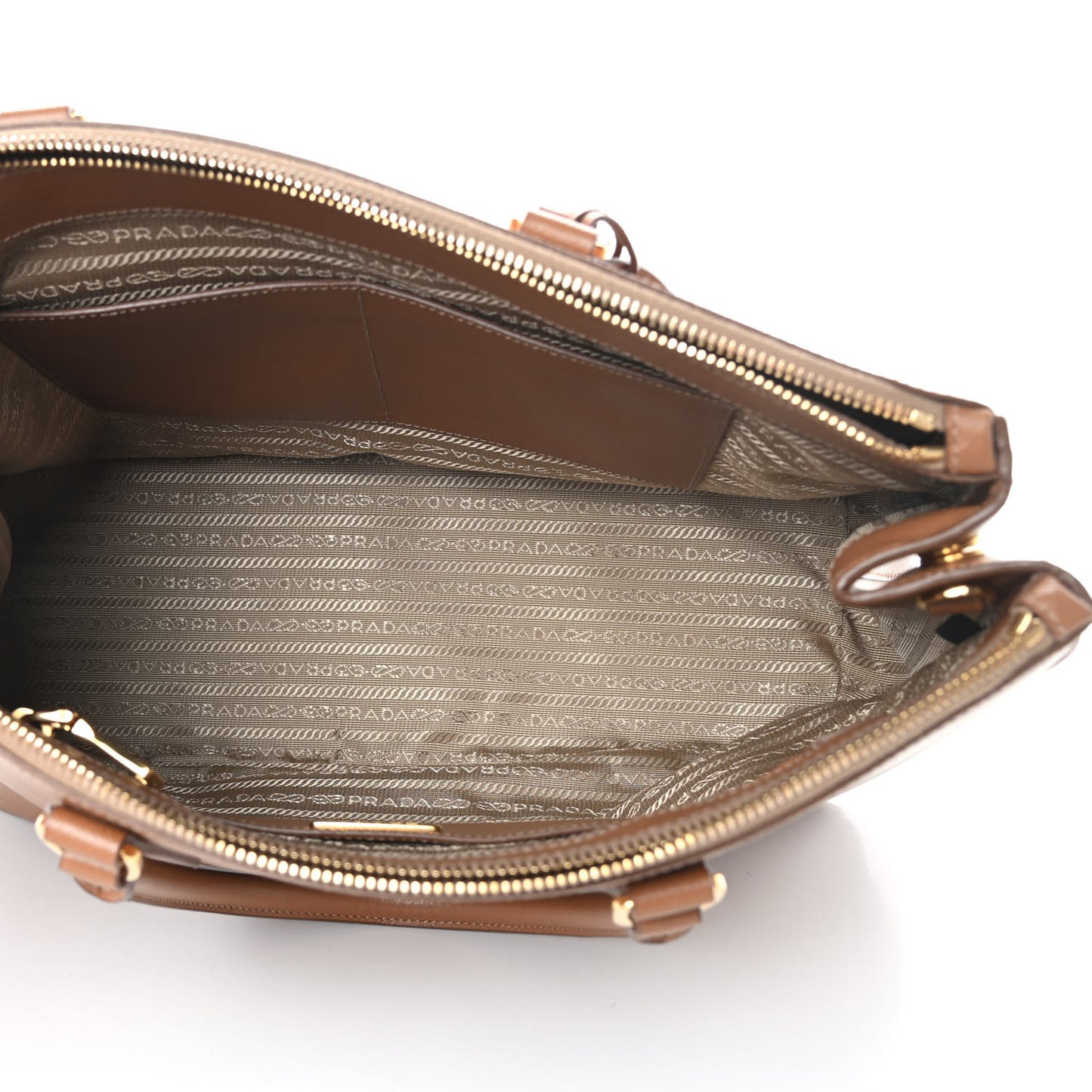 Saffiano Medium Galleria Double Zip Tote Caramel