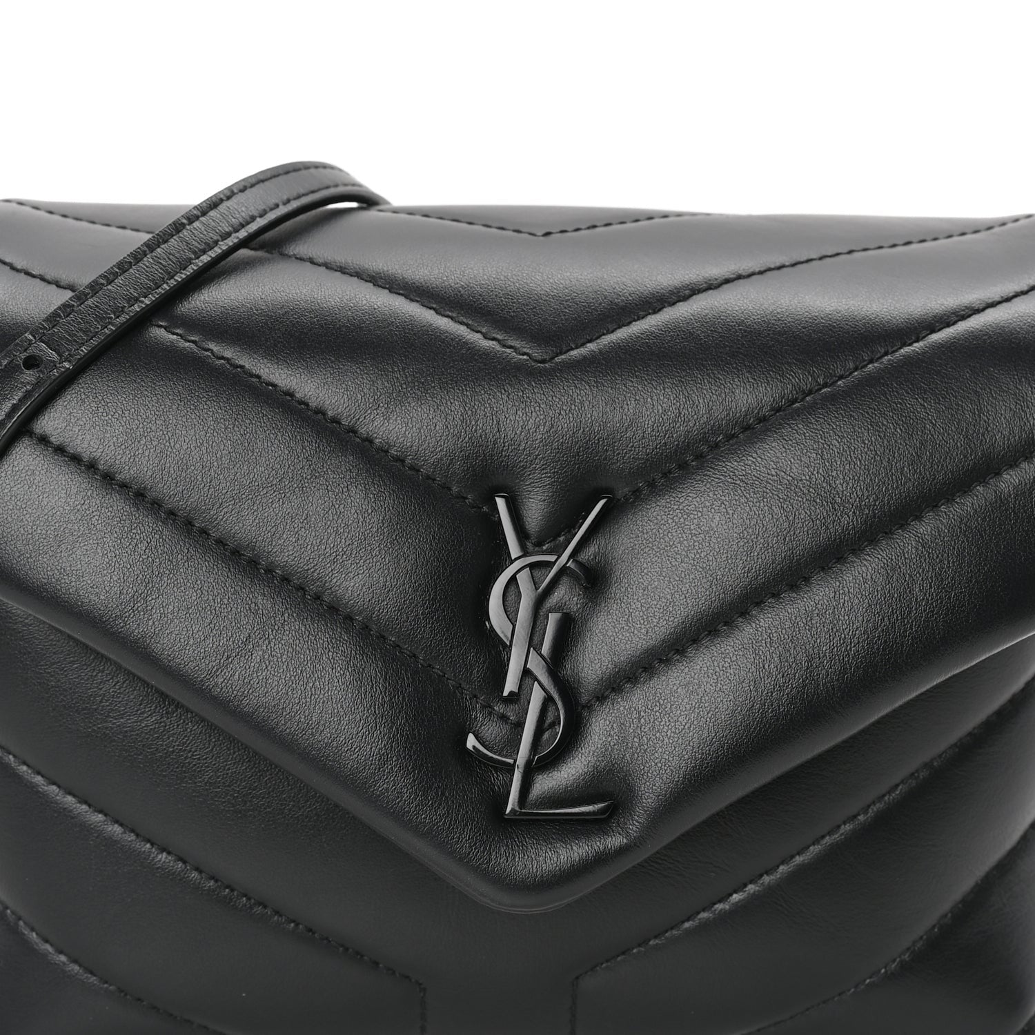 Saint Laurent Calfskin Y Quilted Monogram Monochrome Toy Loulou Crossbody Bag Black 6 of 8