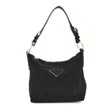 Prada Scamosciato Suede Shoulder Bag Black 1 of 19