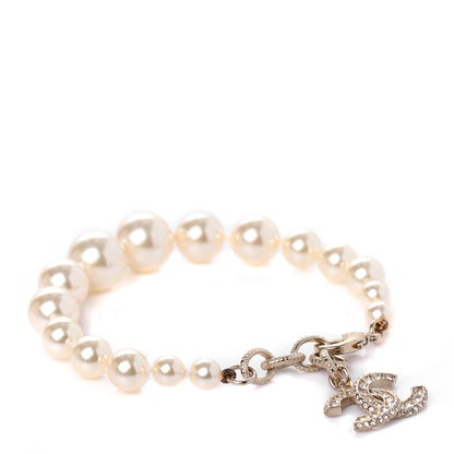 Chanel Graduated Pearl Crystal CC Bracelet Gold 1 of 5