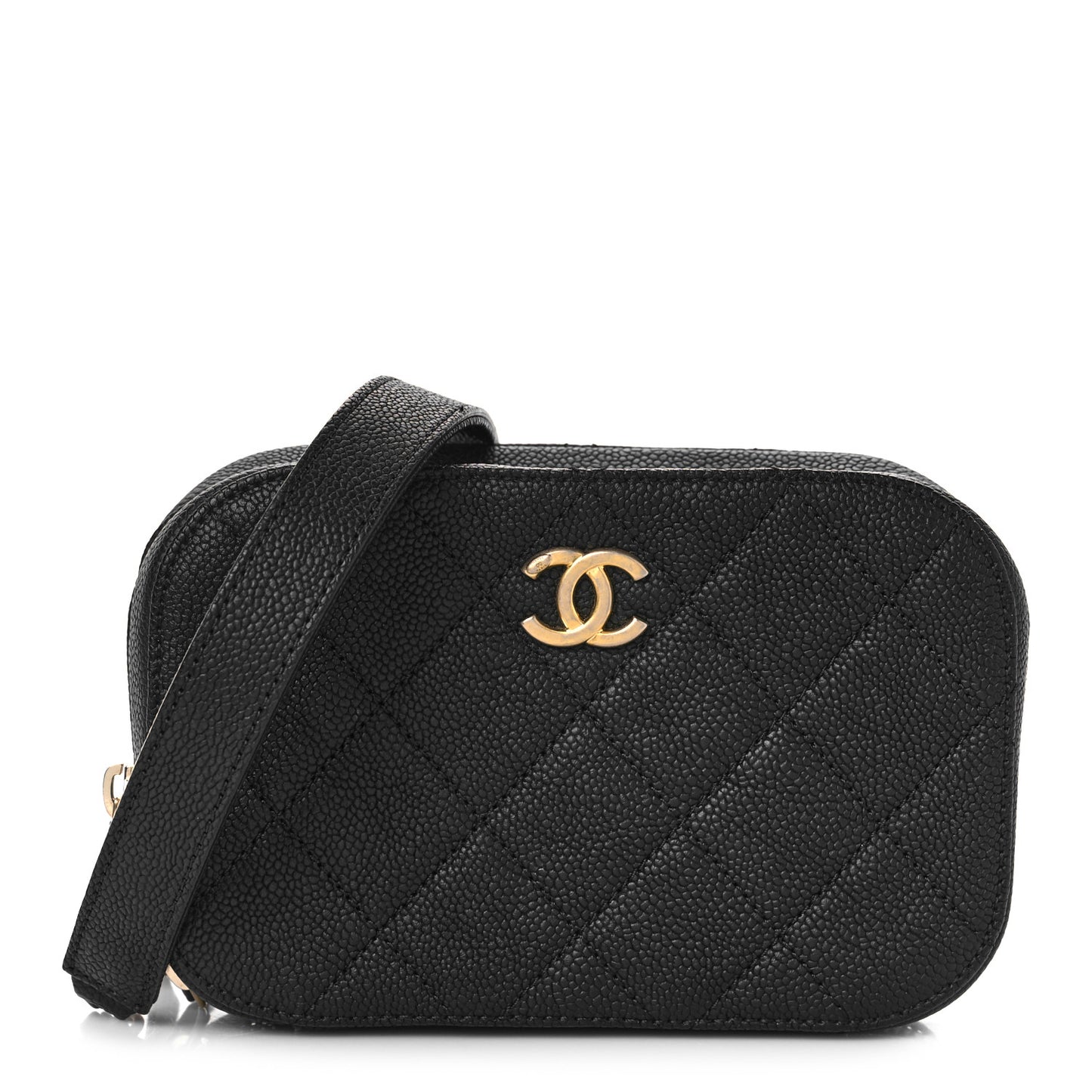 Caviar Quilted Waist Bag Black