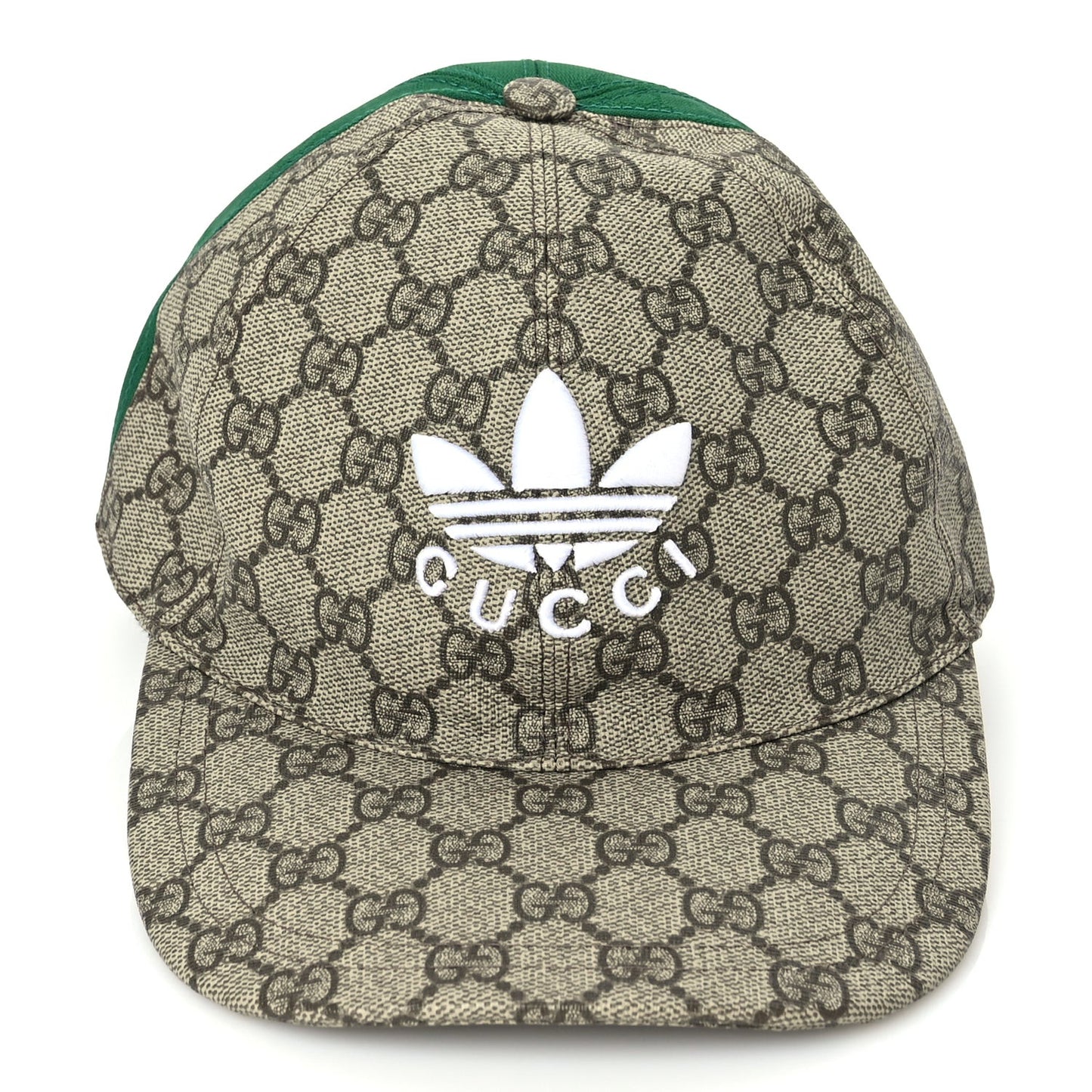 X ADIDAS GG Supreme Monogram Double Sided Baseball Hat S Beige Green